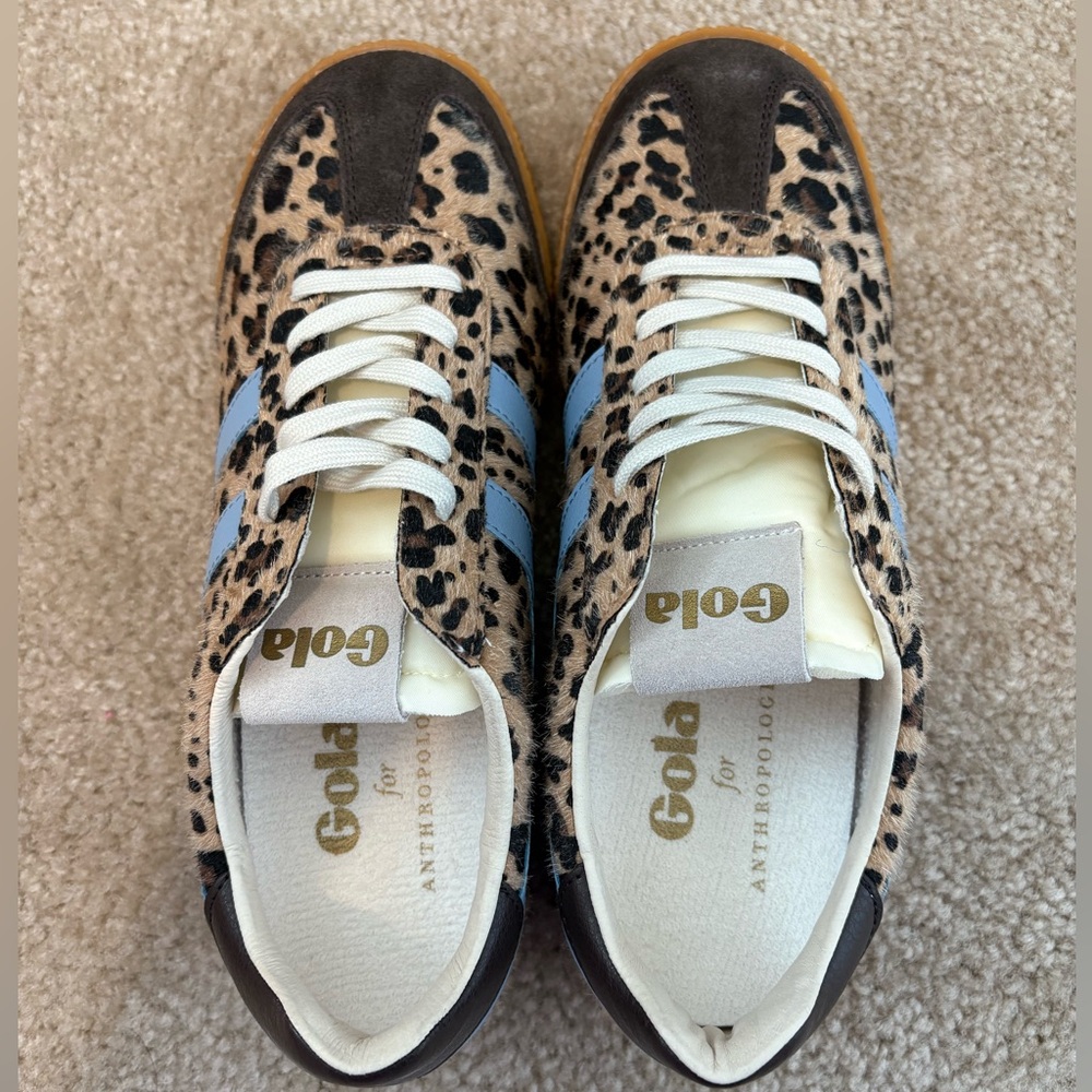 Brand New Gola Elan Anthropologie Sneakers Size 9.5 Leopard Dark Brown Air 40.5 - Picture 6 of 9